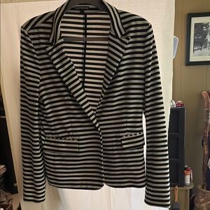 Express Black and White Striped Knit Blazer